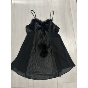 Vintage Seduction Wear by Cinema Etoile Satin Nightgown Lingerie Sz S Black